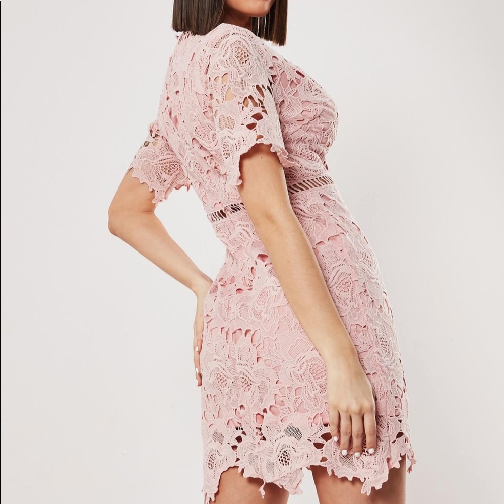 🌸 Blush Lace Appliqué Mini Dress 🌸 - Picture 4 of 4